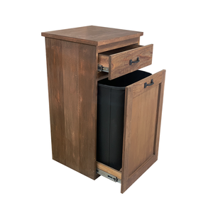 Single Trash Can - Slide Out - Top Drawer - Walnut Stain