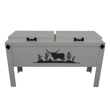 Load image into Gallery viewer, Double Cooler with Desert Longhorn Scene Adornment - White