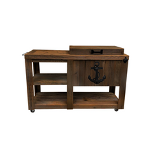 Load image into Gallery viewer, Single Cooler With Side Table - Walnut Stain - Black Adornment - Bottle Opener - Black Handle - Towel Holder