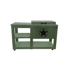 Load image into Gallery viewer, Single Cooler With Side Table - Green - Black adornment - bottle opener - handle - towel bar