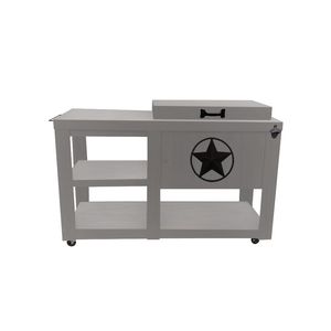 Single Cooler With Side Table - Grey - Black adornment - bottle opener - handle - towel bar