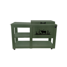 Load image into Gallery viewer, Single Cooler with table - Green - black adornment - towel holder - bottle opener - handle