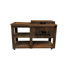Load image into Gallery viewer, Single Cooler with table - brown stained - black adornment - towel holder - bottle opener - handle