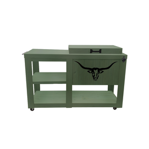 Single Cooler with table - Green - black adornment - towel holder - bottle opener - handle