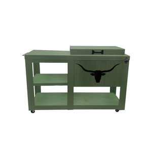 Single Cooler with table - Green - black adornment - towel holder - bottle opener - handle