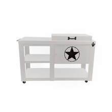 Load image into Gallery viewer, Single Cooler With Side Table - White - Black adornment - bottle opener - handle - towel bar