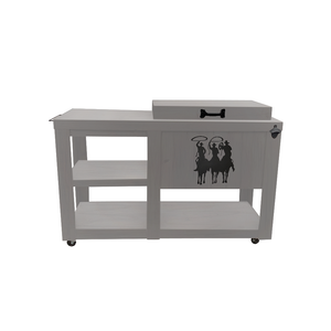 Single Cooler With Side Table - Grey - Black Adornment - Bottle Opener - Handle - Towel Rack