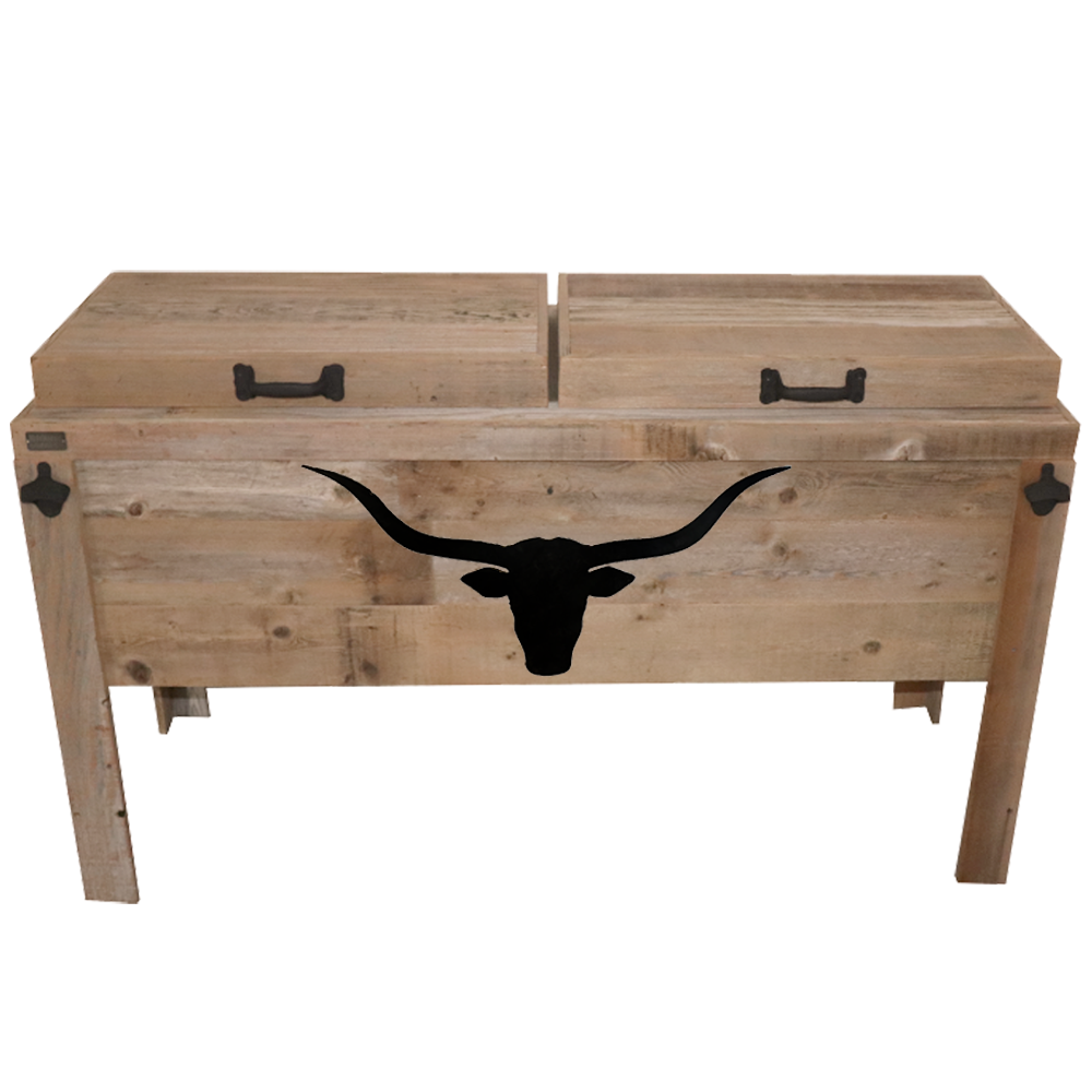 Double Rustic Cooler - Natural - Longhorn Head