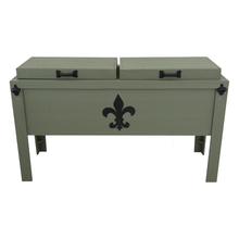 Load image into Gallery viewer, Sagebrush Green Double Cooler with black Fleur De Lis Metal Adornment