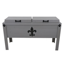 Load image into Gallery viewer, Stonehedge Grey Double Cooler with black Fleur De Lis Metal Adornment