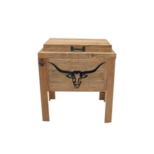 Load image into Gallery viewer, Single Rustic Cooler - Natural - Metal Adornment - Longhorn Cutout