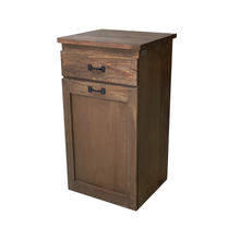 Load image into Gallery viewer, Single Trash Can - Slide Out - Top Drawer - Walnut Stain