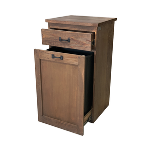 Single Trash Can - Slide Out - Top Drawer - Walnut Stain