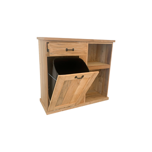 Single Trash Can with Drawer and Side Shelves