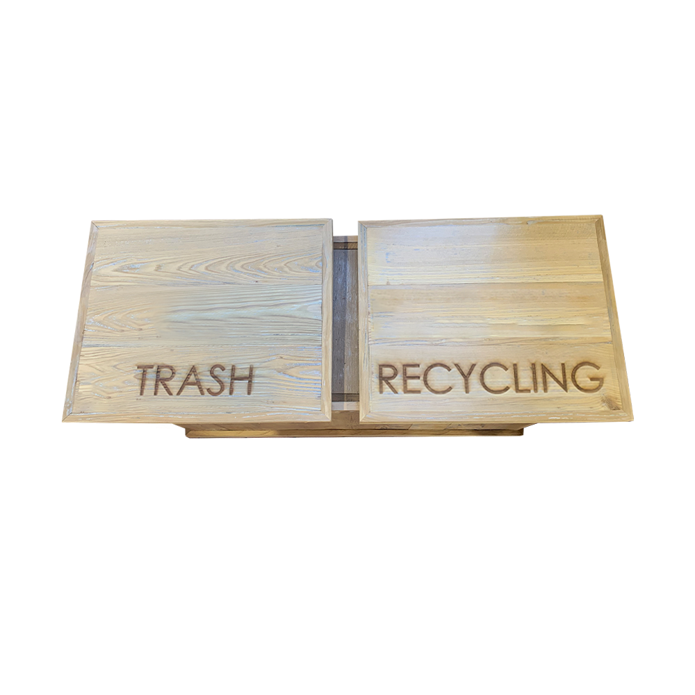 Trash - recycle wooden trash cans