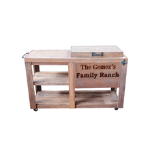 Load image into Gallery viewer, Rustic Single Cooler with Table, 2 Engraved Lines, Pewter 2