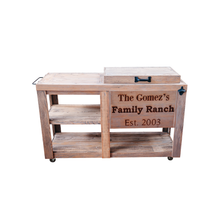 Load image into Gallery viewer, Rustic Cooler with Table, 3 Engraved Lines, Black