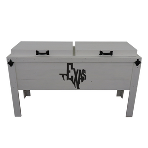 Double Rustic Cooler - White - Metal Texas Cutout