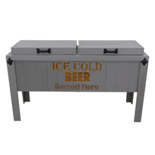 Load image into Gallery viewer, grey double rustic cooler, triple engraved lines