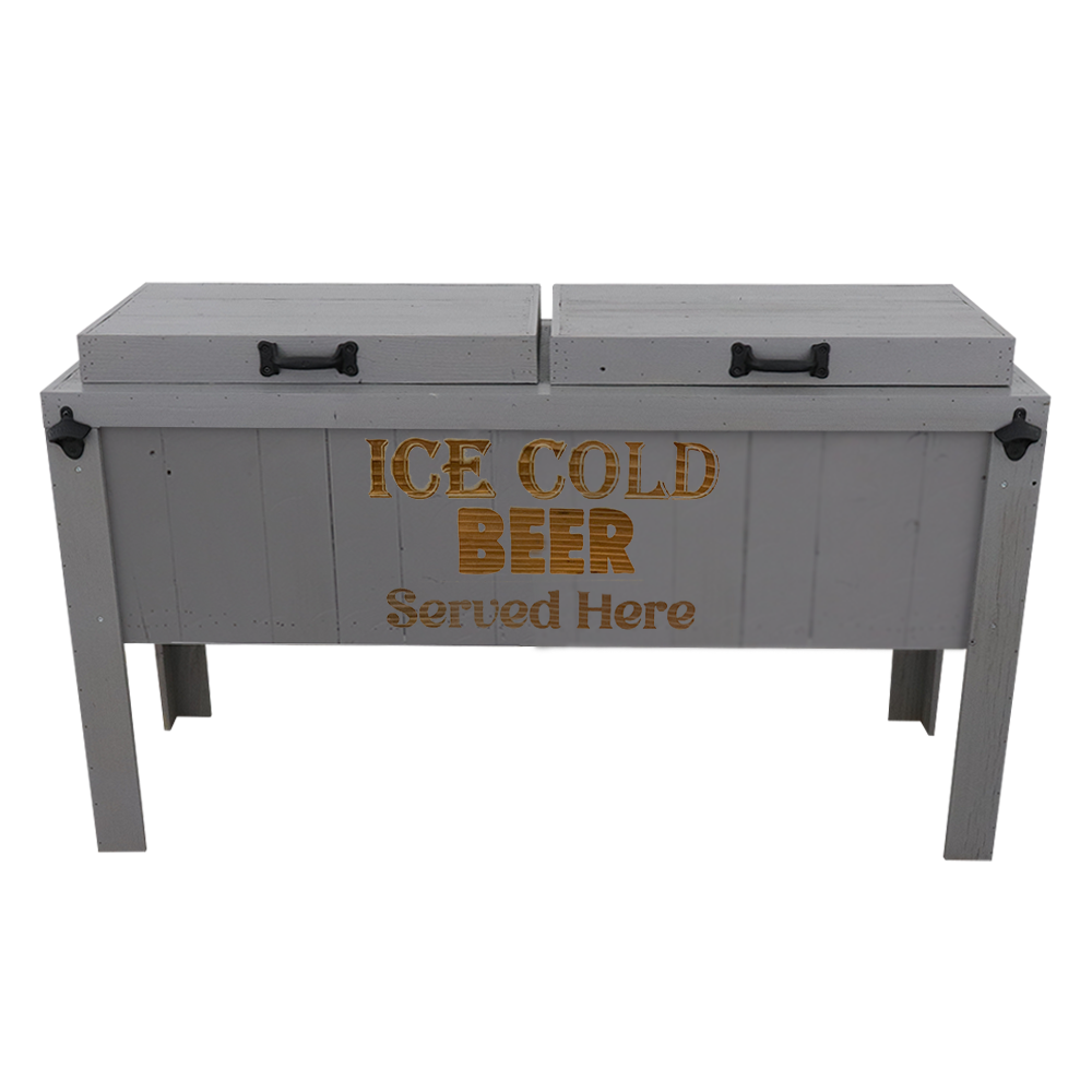 grey double rustic cooler, triple engraved lines