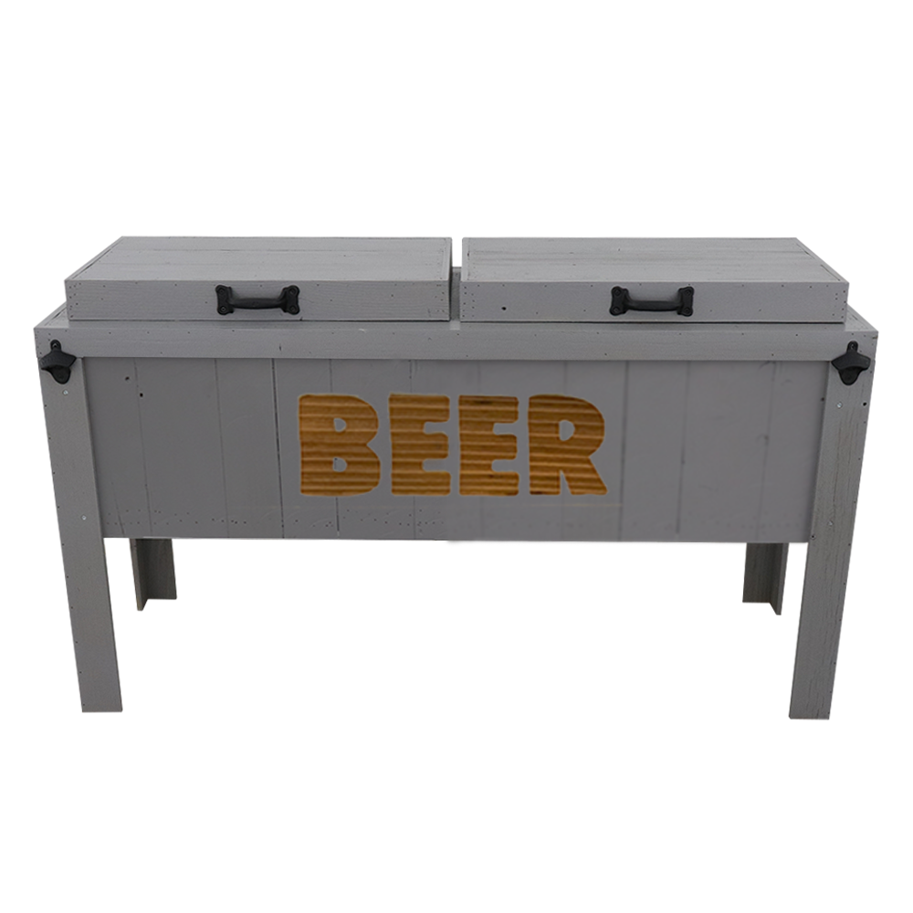 Grey Double Rustic Cooler, 1 engraved line