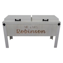 Load image into Gallery viewer, double rustic cooler, 2 engraved lines, white